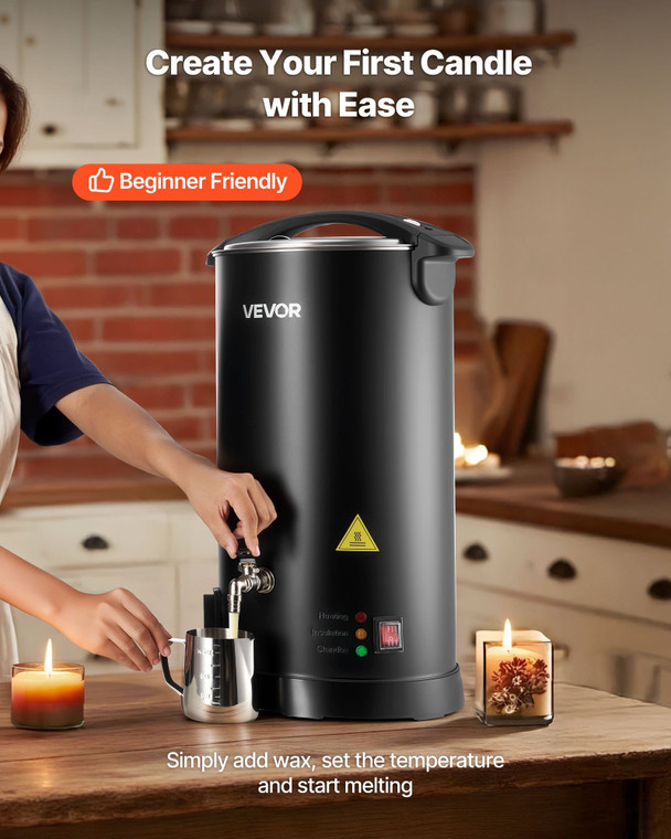 Wax Melter for Candle Making, 15.9 Qts, Fast and Even Heating, with Easy Pour Spout and Temperature E415-LTJRLRT15L11IU5WN001V1