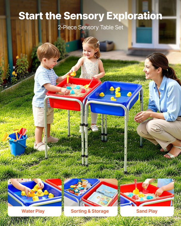 Sensory Table for Toddlers, Kids 2-Station Sand and Water Adjustable Play Table with Detachable Sto E415-GGZKDJGDJSK2EI7MM001V0