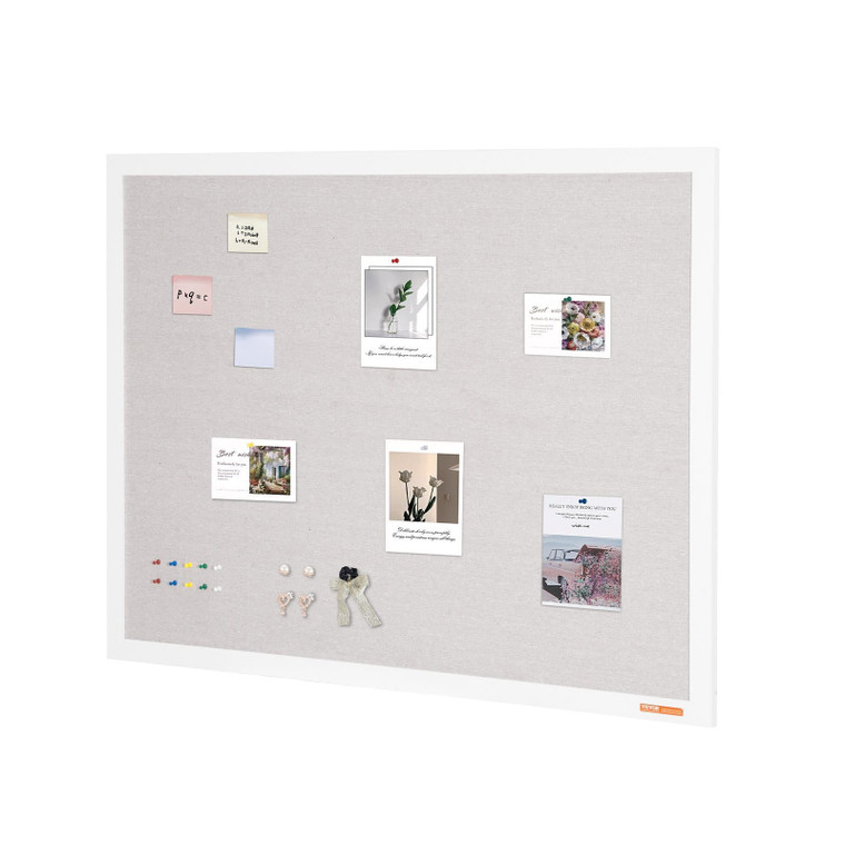 48"x36" White Cork Board with Linen Surface ?“ Stylish Wall-Mounted Bulletin Board for Home, School E415-RMB48X36WBSMBDAIDV0