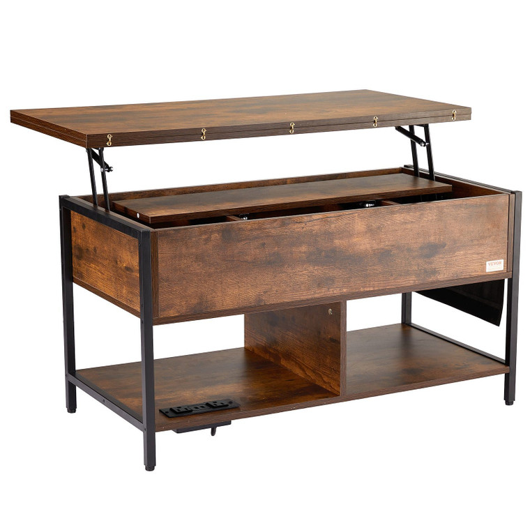 Lift Top Coffee Table, 39.4 in Rectangle Coffee Table with Extra Storage Pockets, Flipable Coffee T E415-KFZZFX394INCFLQVVV1