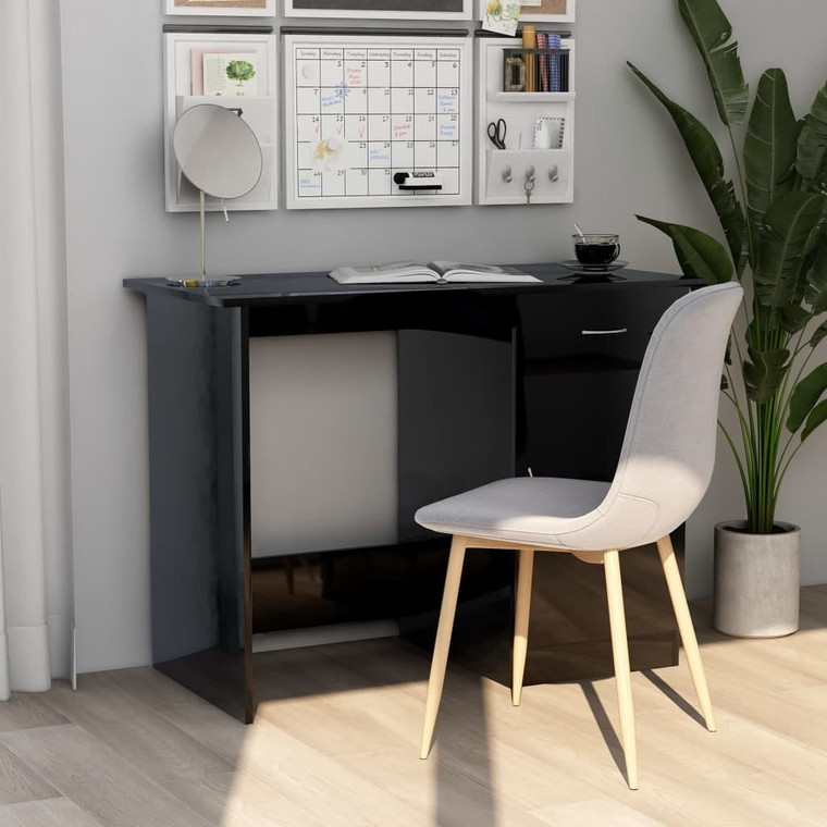 Desk High Gloss Black 39.4" x 19.7" x 29.9" Engineered Wood A949-801087