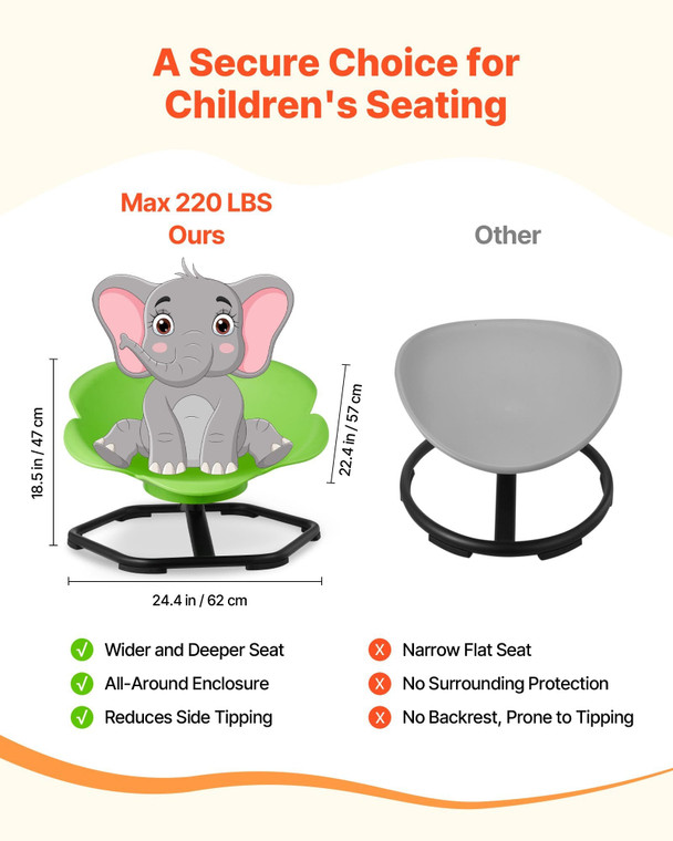 Kids Swivel Chair, 220 lbs Capacity, Cylinder Shape Sensory Spinning Chair, Autistic Kids Sensory T E415-ETZYLSGTKJS668NMK001V0