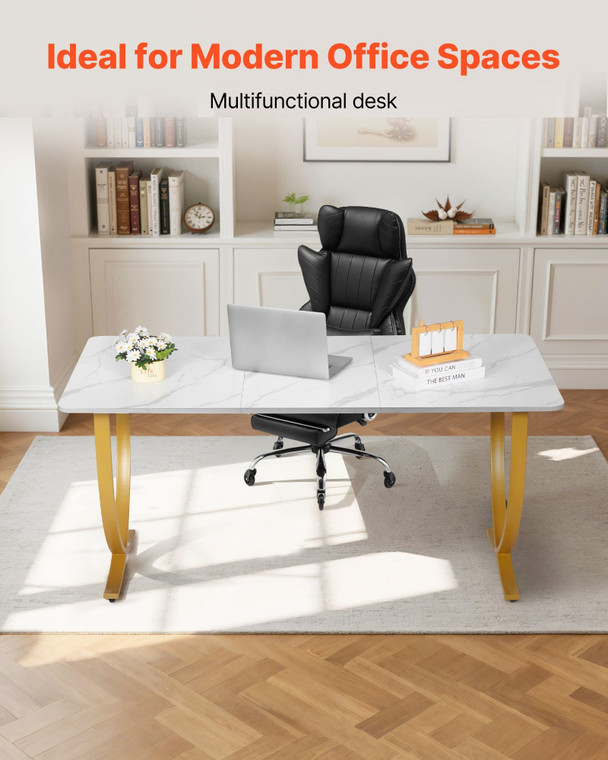Executive Desk, 63" W x 31.5" D Large Office Desk, Modern Computer Table Conference Meeting Room Ta E415-GDJXBGZJYK6357Y0X001V0