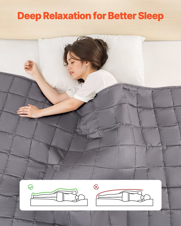 Weighted Blanket, 25 lbs, 80 x 87 in King Size, Soft 100% Cotton Heavy Blanket with Glass Beads, Br E415-JZMTMBT25LBS566KZ001V0