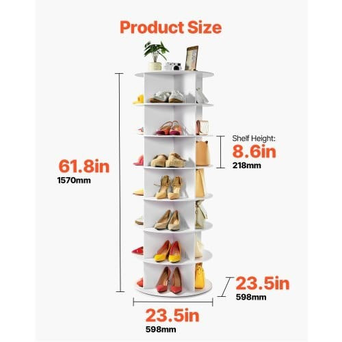 6 Tiers Rotating Shoe Rack Tower, 360?° Spinning Shoe Rack, Revolving Storage Round Carousel Displa E415-XZXJEKWDZ6CS681CL001V0