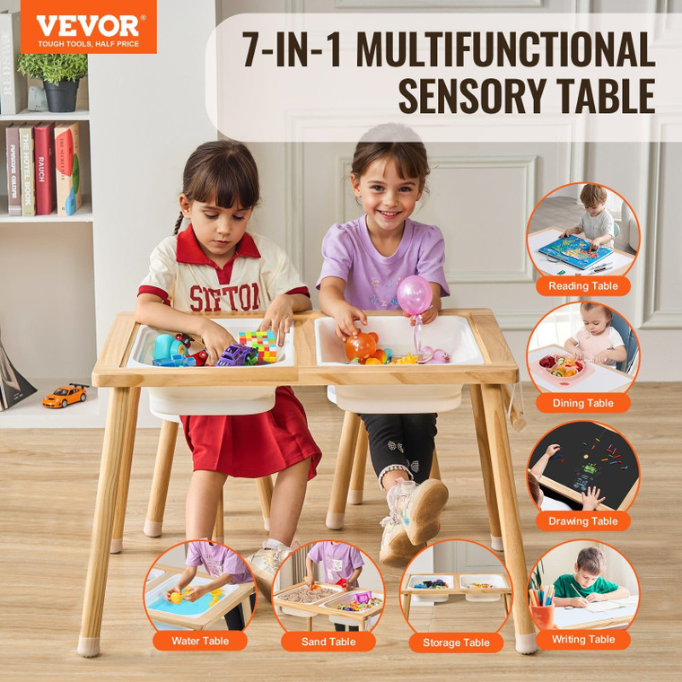 Sensory Table and Chairs Set, Toddlers Activity Table with 2 Stools, 2 Storage Bins & Paper Roll Ho E415-GGZZDZHK2129ZA1KCV0