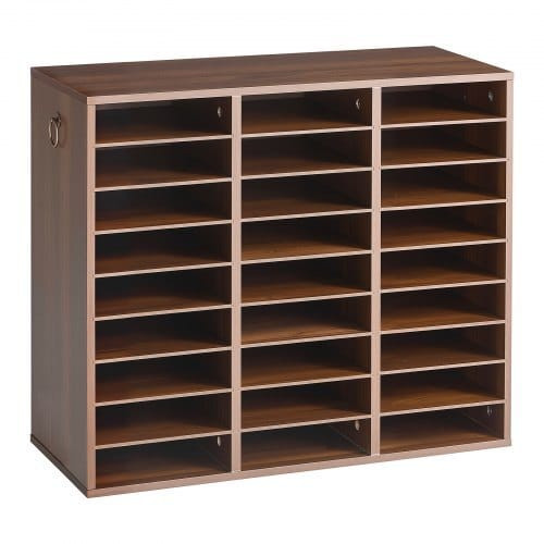 Wood Literature Organizer 27 Compartments Office Mailboxes Brown, Countertop Literature Sorter for  E415-WJZLFPJRZBC2MQ7Y3001V0