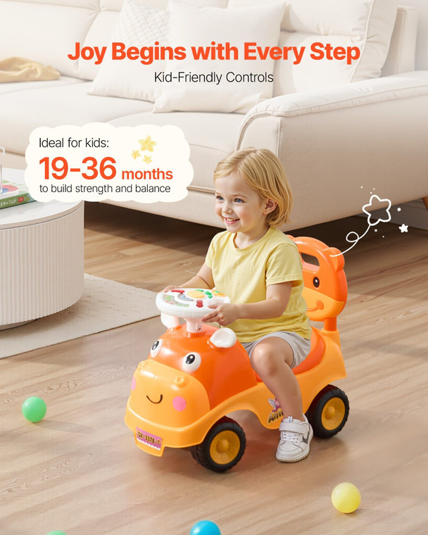 Ride On Toddler Push Car, Push Car for Toddler 19 to 36 Months, Kids Ride On Toy with Horn & Music, E415-KBKETCZSTCDS1KYRF001V9