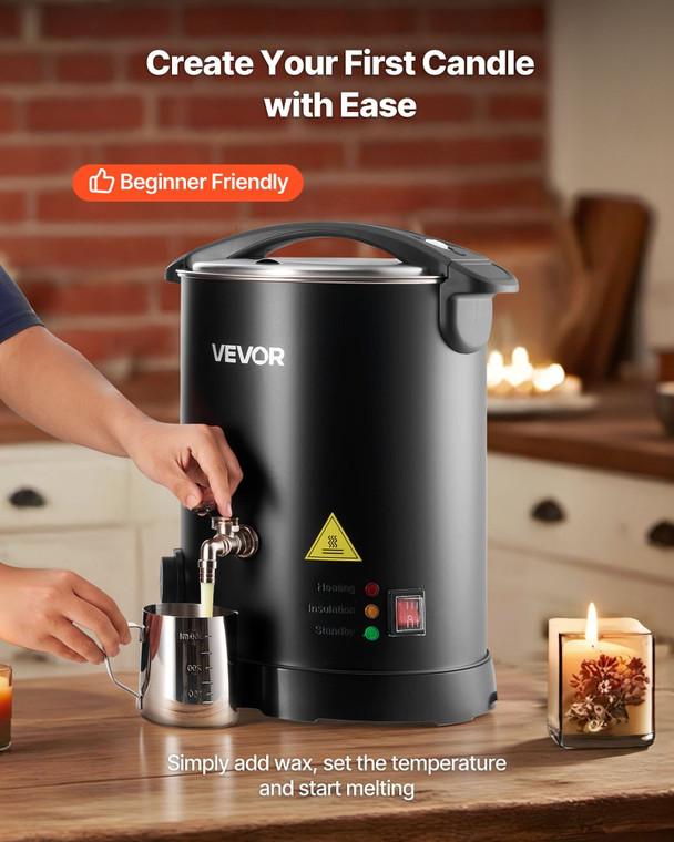 Wax Melter for Candle Making, 8.5 Qts, Fast and Even Heating, with Easy Pour Spout and Temperature  E415-LTJRLRT8L11043OX4001V1