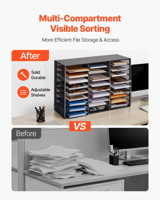 Literature Organizer, 27 Compartments Metal Office Mailbox with Detachable Wire Mesh, Mailbox Sorte E415-WJFPJCGKJS27J8TL9001V0
