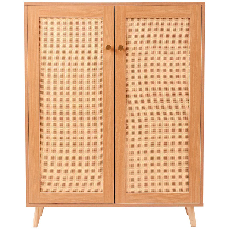 Rattan Shoe Cabinet, 5 Tiers Shoe Storage Organizer with 2 Doors and Adjustable Shelves, 40.35" Tal E415-DMTBXJ2M293718WI7V0