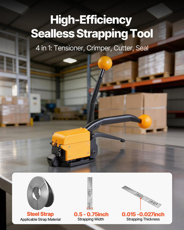Banding Strapping Kit, Heavy Duty A3 Steel Banding Sealer Tool with Adjustable Width, Manual Metal  E415-GDSDKZGJ1JTBB8XI3001V0
