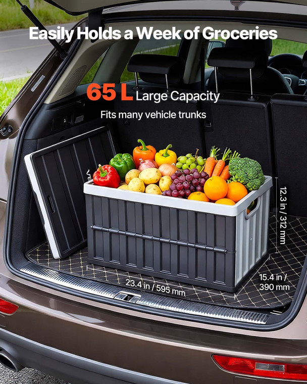 Plastic Collapsible Storage Bins with Lids, 65L 3 Packs, Stackable Folding Storage Crates with Hand E415-KZDSLCWXHHS671U7U001V0