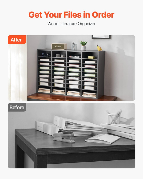 Literature Organizer, 36 Compartments Office Mailbox with Adjustable Shelves, Wooden Mailbox Sorter E415-WJJEKBHB36G93NKYIV0