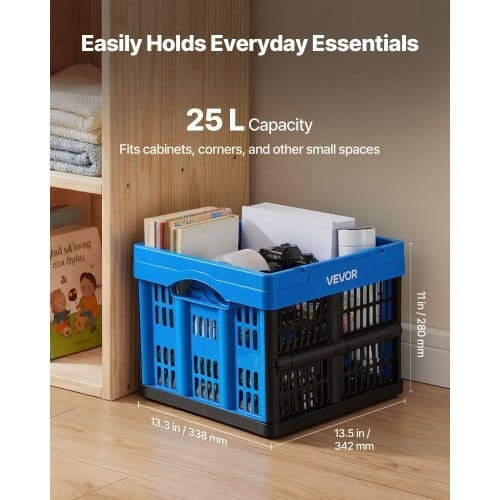 Plastic Collapsible Storage Bins, 25L 3 Packs, Stackable Folding Storage Crates with Handles, Holds E415-KZDSLCWKLHS24XKY1001V0