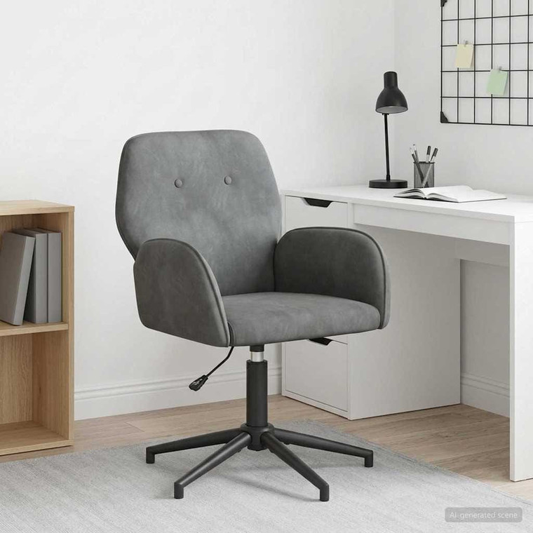 Swivel Desk Chair 21.26 x 21.65 x 35.43 in Dark Grey Velvet A949-42034345
