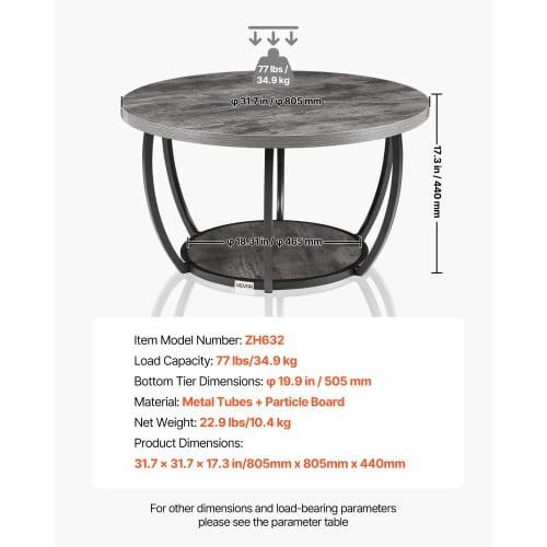 Coffee Table, Modern Round Coffee Table, 2 Tiers Wooden Circle Center Desk with Open Storage, Minim E415-JSKFZKFSSNTMG7VBA001V0