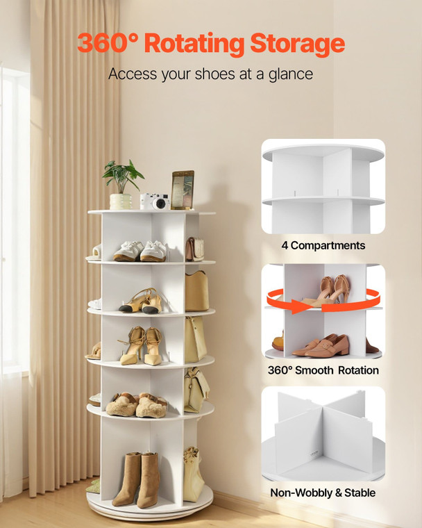 5 Tiers Rotating Shoe Rack Tower, 360?° Spinning Shoe Rack, Revolving Storage Round Carousel Displa E415-XZXJEKWDZ5CS2TKI8001V0