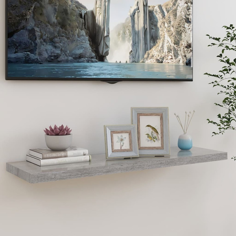 Floating Wall Shelf Concrete Gray 35.4"x9.3"x1.5" MDF A949-326603
