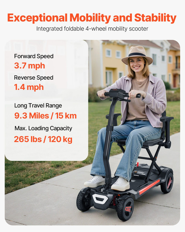 4-Wheel Electric Mobility Scooter for Adults & Seniors, Integrated Foldable Mobility Scooter with 9 E415-YTZDZXCSDZD4TQ065001V5