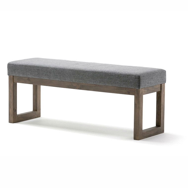 Modern Wood Frame Accent Bench Ottoman with Grey Upholstered Fabric Seat Q280-SHMLOBG1532581