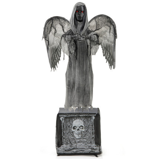 5.5ft Halloween Animatronic Decoration with Light Up Eyes and Shaking Wings - Color: Gray - Size: 5 D681-CM24706