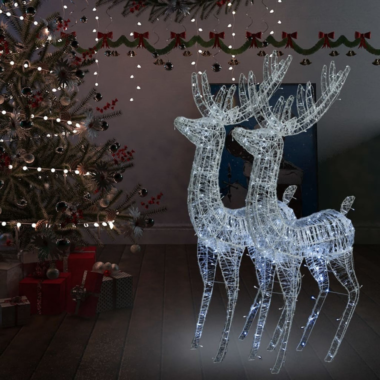 XXL Acrylic Christmas Reindeers 250 LED 2 pcs 70.9" Cold white A949-3154357