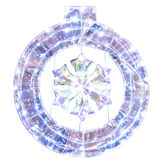 33 Inch Lighted Snowflake Wreath with Hanging Ring and Support Bracket B593-CM24765US