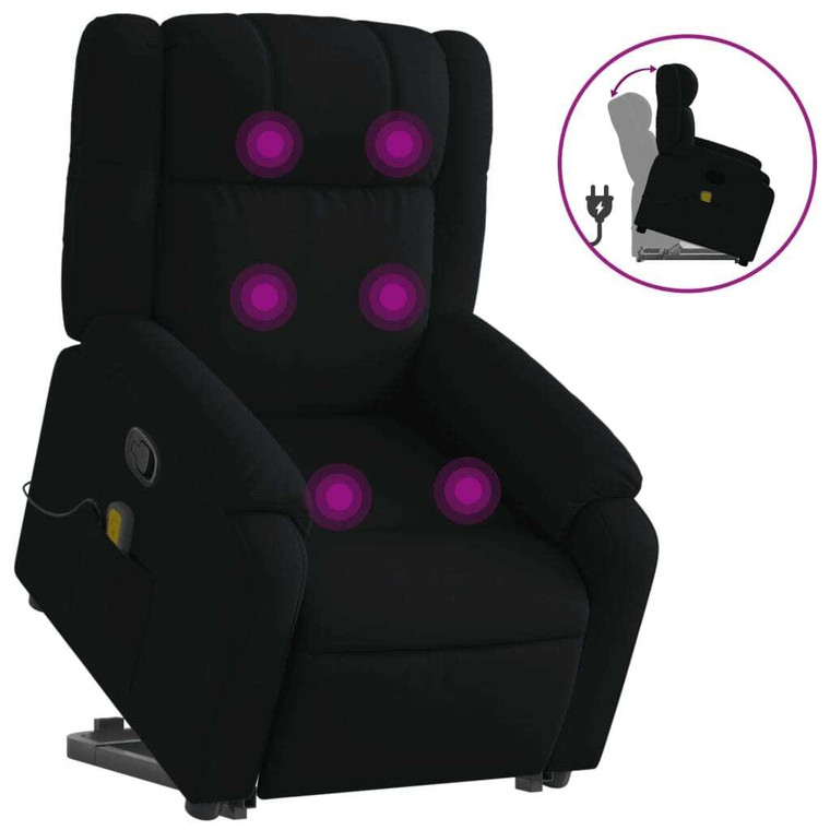Stand up Massage Recliner Chair Black Fabric A949-3206227