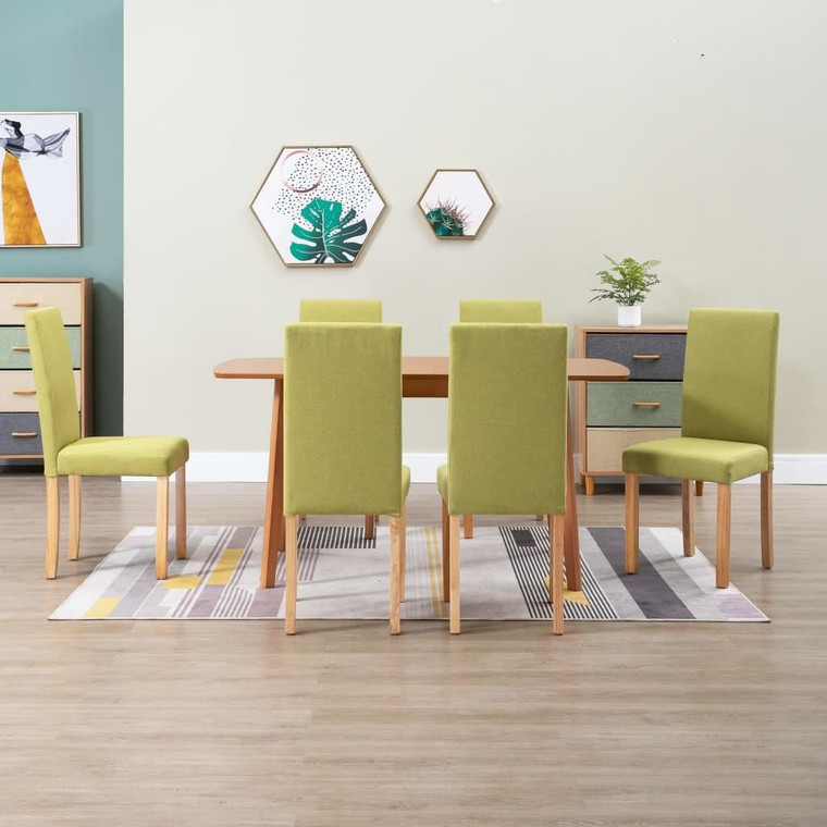 Dining Chairs 6 pcs Green Fabric A949-277239