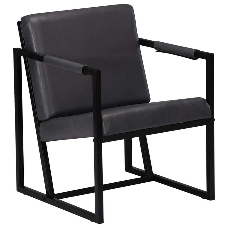 Armchair Gray Real Leather A949-247802