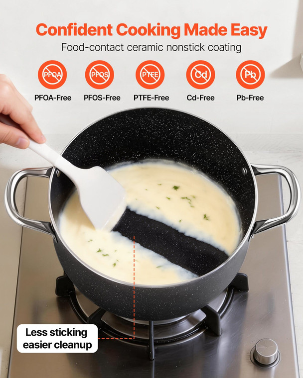  Aluminum Stock Pot, 8-Quart Nonstick Ceramic Coated Pot with Glass Lid, PFOA-Free, PFAS-Free, Comp E415-JTTG8QTLLSDGU04B6001V0