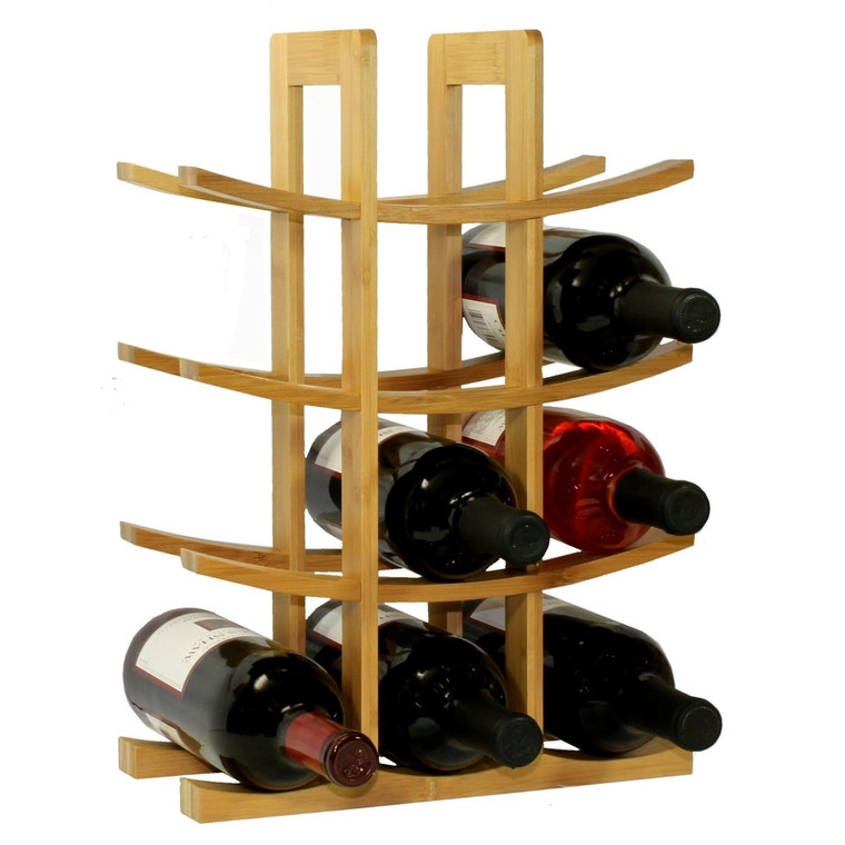 12-Bottle Wine Rack Modern Asian Style in Natural Bamboo Q280-WR12N5181