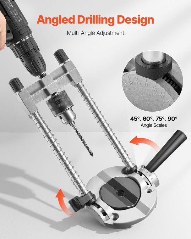  Drill Guide, Multi-Angle Press Portable Precision Drilling Guide Jig Attachment, with Large Handle E415-ZJJLSZKDXQ00W1EBD001V0