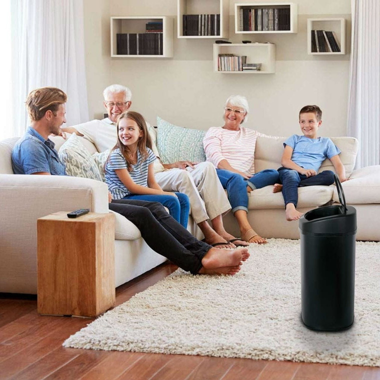 Black 13-Gallon Kitchen Trash Can with Touch Free Motion Sensor Lid Q280-BTC428397415