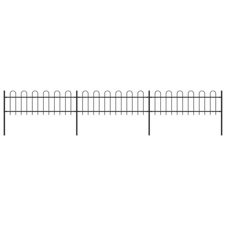  Garden Fence with Hoop Top Steel 211.4"x23.6" Black A949-277640