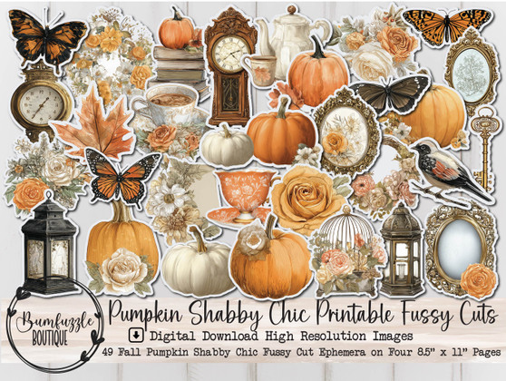 Pumpkin Shabby Chic Fussy Cut Ephemera Pages - 49 High Quality Printable Digital Download - Junk Journal Cutouts, Stickers Tags Autumn Cozy Pumpkin Shabby Chic Fussy Cut Ephemera Pages - 49 High Quality Printable Digital Download - Junk Journal Cutouts, Stickers Tags Autumn Cozy