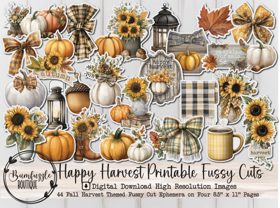 Happy Harvest Fall Fussy Cut Ephemera Pages - 44 High Quality Printable Digital Download - Junk Journal Cutouts, Stickers Tags Autumn Cozy Happy Harvest Fall Fussy Cut Ephemera Pages - 44 High Quality Printable Digital Download - Junk Journal Cutouts, Stickers Tags Autumn Cozy