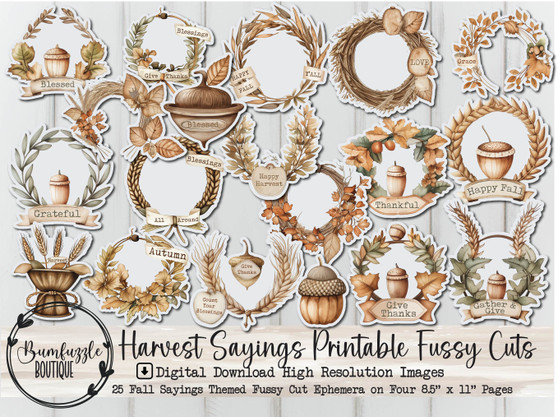 Harvest Fall Sayings Fussy Cut Ephemera Pages - 25 High Quality Printable Digital Download - Junk Journal Cutouts, Stickers Tags Autumn Cozy Harvest Fall Sayings Fussy Cut Ephemera Pages - 25 High Quality Printable Digital Download - Junk Journal Cutouts, Stickers Tags Autumn Cozy