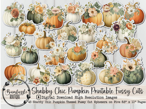 Shabby Chic Pumpkin Fussy Cut Ephemera Pages - 43 High Quality Printable Digital Download - Junk Journal Supplies, Autumn, Fall, Floral Shabby Chic Pumpkin Fussy Cut Ephemera Pages - 43 High Quality Printable Digital Download - Junk Journal Supplies, Autumn, Fall, Floral