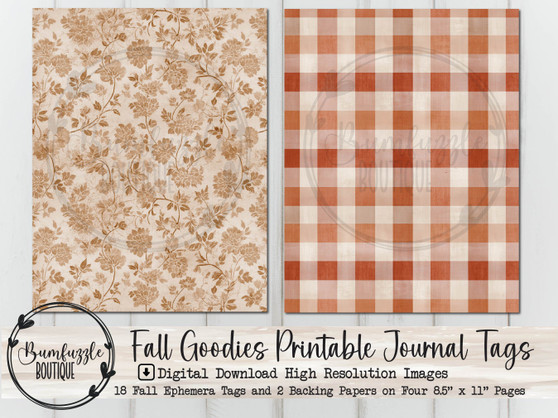Fall Goodies Journal Tag Label Ephemera Pages - 18 High Quality Printable Digital Download - Junk Journal Cutouts, Stickers Tags Autumn Cozy