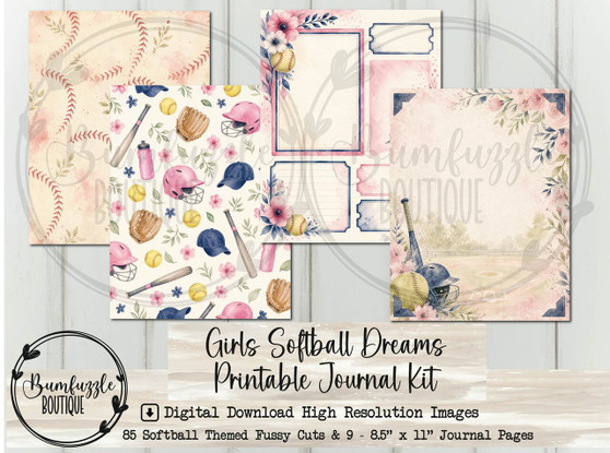 Vintage Softball Junk Journal Kit – Printable Sports Ephemera and Papers (Digital Download)