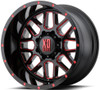 (Clearance - No Returns) 20x10 XD Series XD820 Grenade Satin Black w/ Red Accents 5x5/127 -24mm