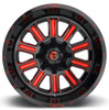18x9 Fuel Off-Road Hardline Gloss Black w/ Candy Red D621 5x4.5/114.3 5x5/127 -12mm