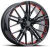 20x10 Performance Replicas PR194 Gloss Black Red Machined 5x120 23mm