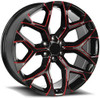 24x10 Performance Replicas PR176 Gloss Black Red Milled 6x5.5/139.7 24mm