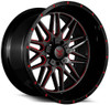 20x10 Force Off-Road F44 Gloss Black Red Milled 6x135 6x5.5/139.7 -12mm