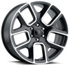 22x9 Dodge Ram 1500 Replica Wheel Satin Black Machined Face FR76 (6 Lug) 6x5.5/139.7 15mm