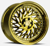 18x9.5 Aodhan DS03 Gold Vacuum w/ Chrome Rivets (Right)  5x100 35mm