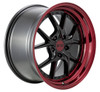 (Clearance - No Returns) 19x9.5 F1R F105 Gloss Black w/ Red Lip 5x4.5/114.3 22mm